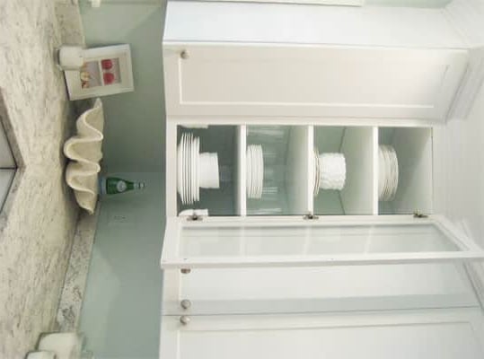 Painting The Inside Of Our Glass Kitchen Cabinet