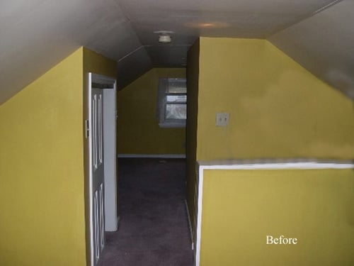 Painting A Mustard Yellow Attic A Soft Blue Color