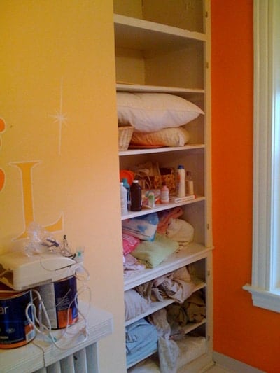 Taking The Doors Off A Bathroom Linen Storage For Open Shelving
