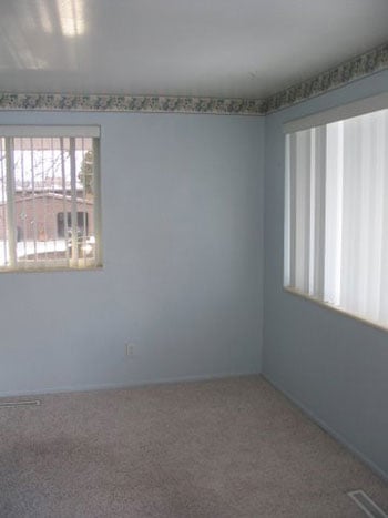 Adding Formal Blue Curtain And Bamboo Blinds