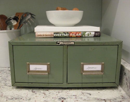 Using A Vintage Card Catalog For Kitchen Spices