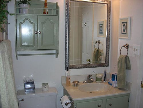 A Sage Green Bathroom Reno With Neutral Tile