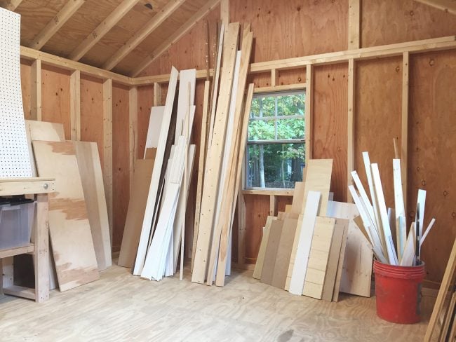 shed storage ideas scrap lumber pile