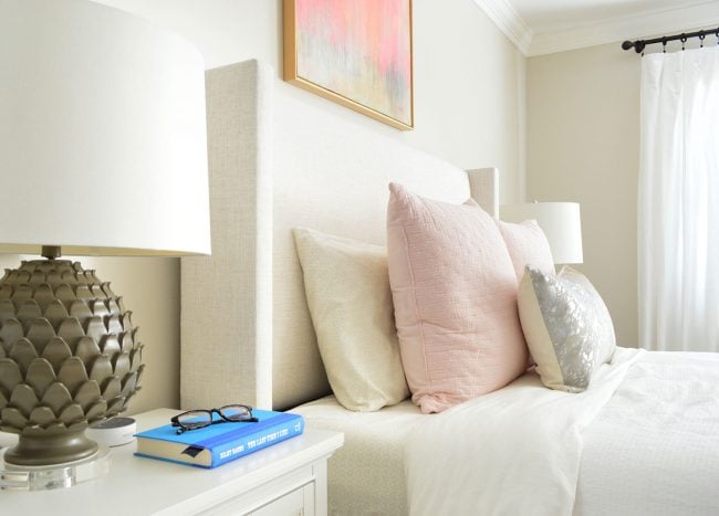 side view of upholstered headboard to show wings