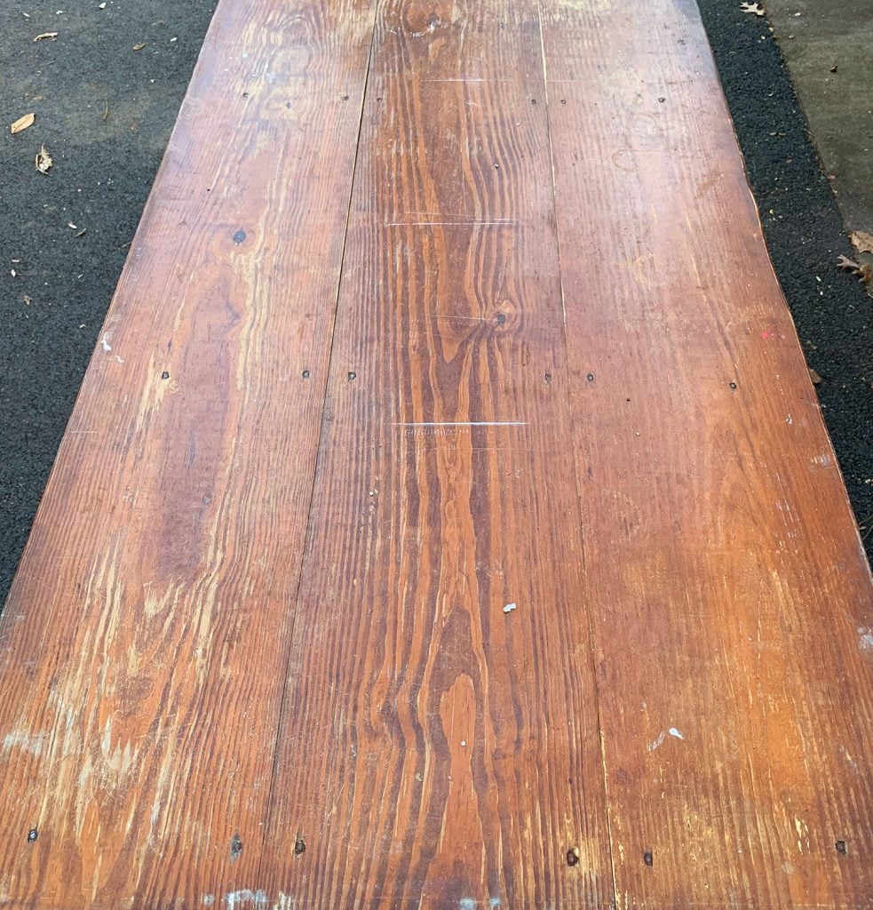 Before Photo of Old Dinign Room Table Top Finish With Damage