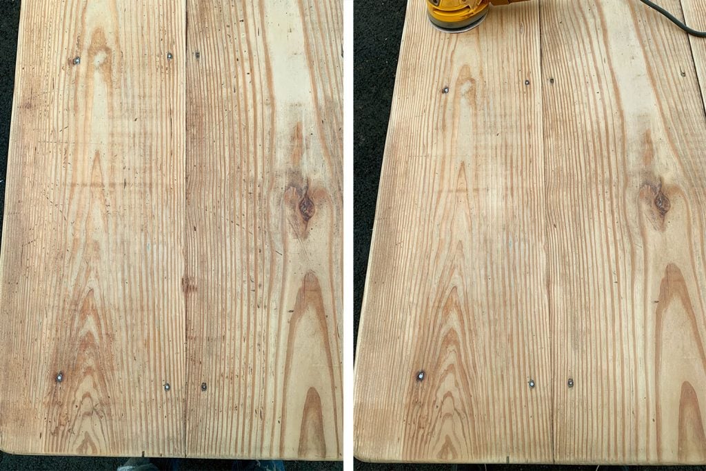 Fully Sanded Wood Dining Table With Old Finish Removed To Raw Wood