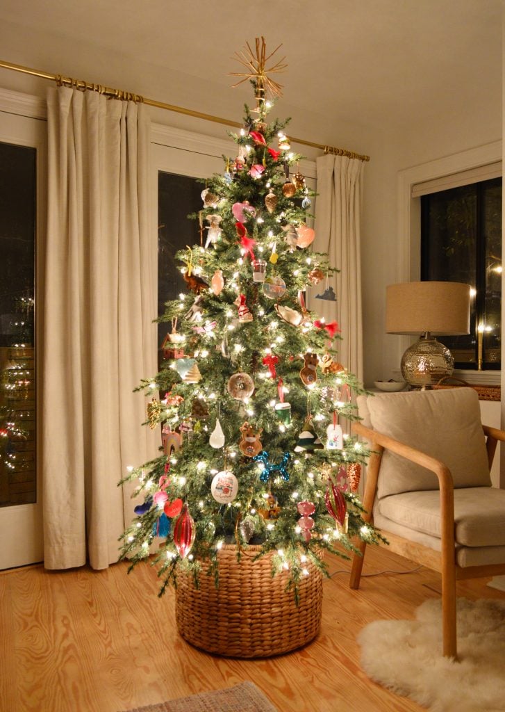 Glowing Christmas Tree Reflected In Windows