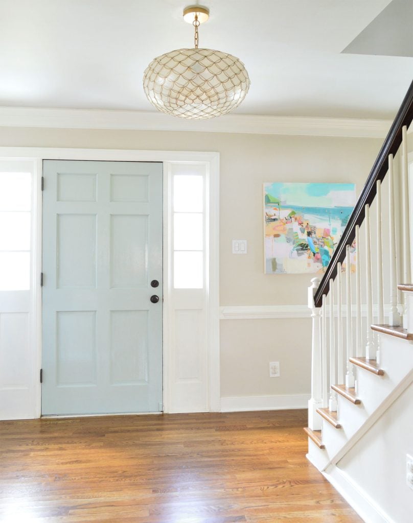 Entrway With Edgecomb Gray Paint And Soft Blue Door