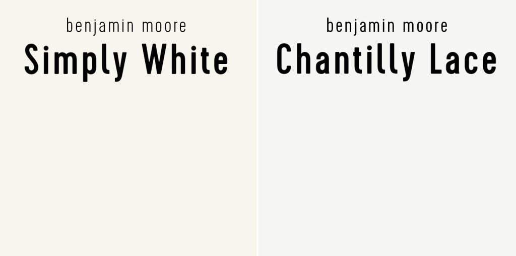 Benjamin Moore Simply White vs Chantilly Lace