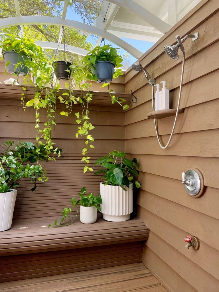 Using Solid Stain In Our Outdoor Shower