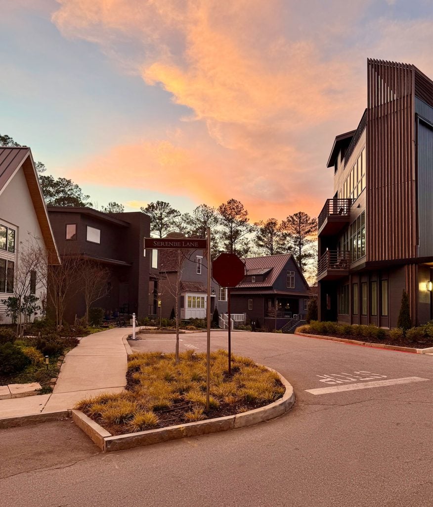 Interesting Architecture of Homes In Serenbe Georgia At Sunset
