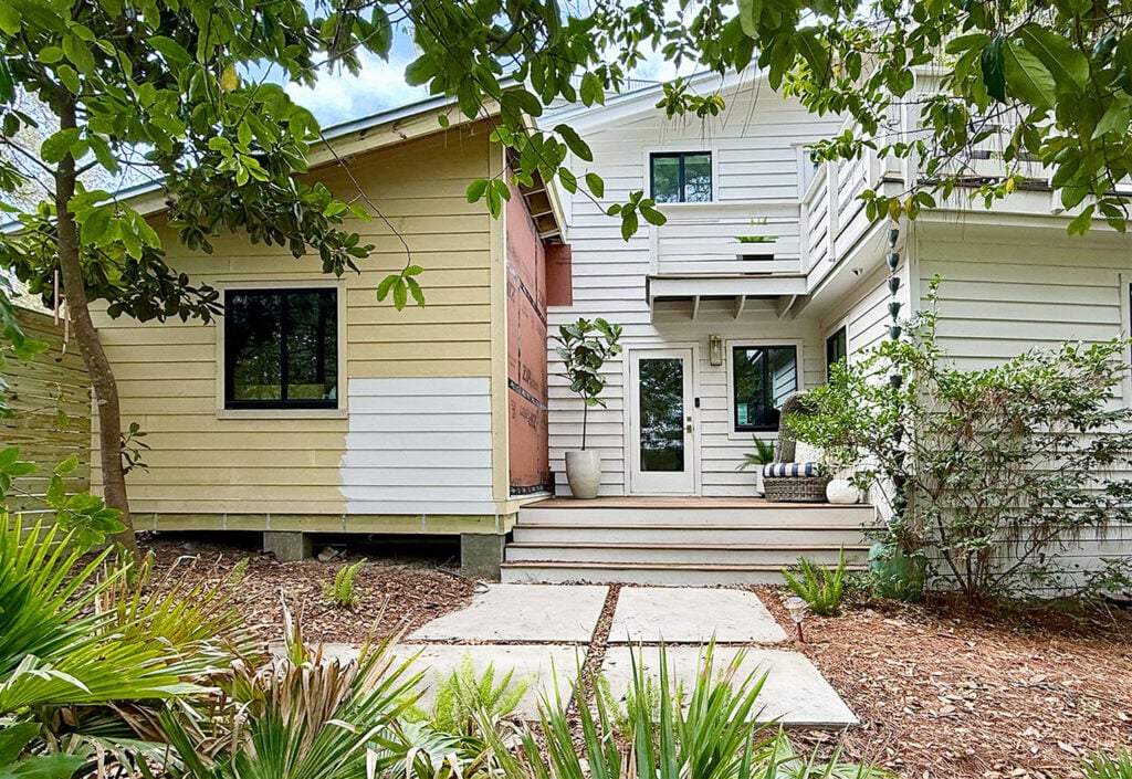 View of Home Renovation Exterior Front With New Addition