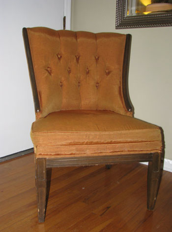 Painting And Reupholstering A Chair With Ikea Curtains