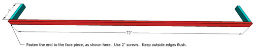 3D rendering of starting frame for DIY floating shelves out of wood