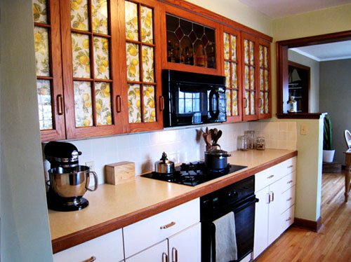 Painting Cabinets And Using Grasscloth To Update Them