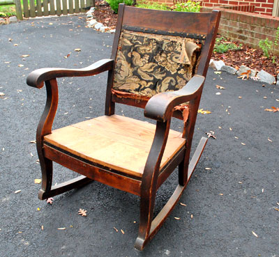 How To Redo A Rocking Chair With Spray Paint And Fabric
