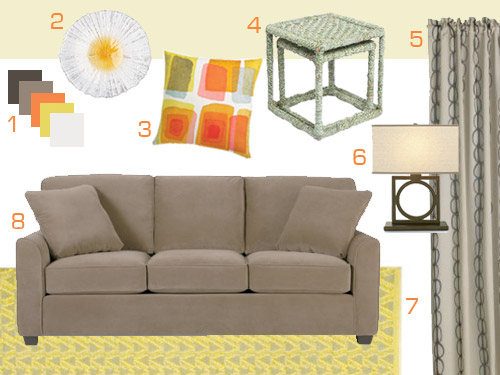 A Neutral Living Room With Citrus Accents