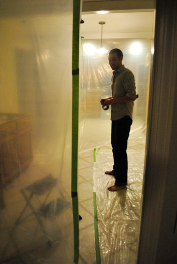 Hanging Protective Plastic For A Kitchen Renovation