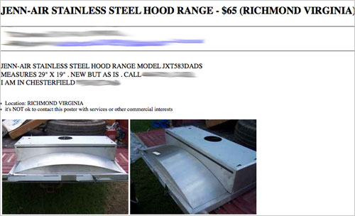 Finding A Jenn-Air Hood Range On Sale From Craigslist