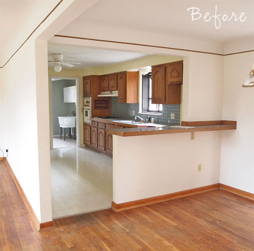 A White Kitchen Makeover With White Tile & A Butcher Block Island