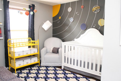 A Nursery With A Planet Wall Mural