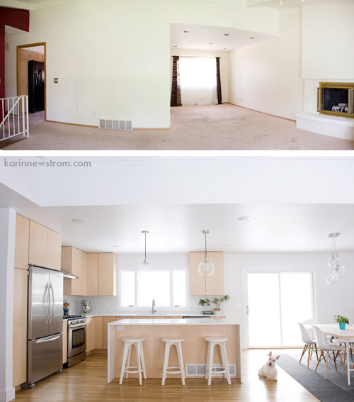 A Modern Kitchen With Blonde Wood Cabinets