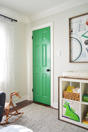 Painting The Nursery Closet Door Bright Green