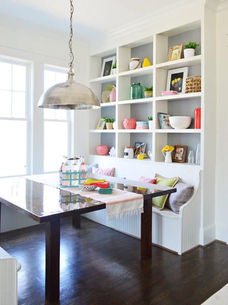 Built In Banquet Table With Built-In Bookcases