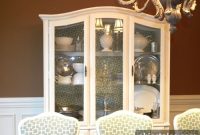 How to Paint a Wood China Cabinet White and Add Fabric Backing