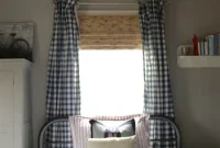 Boy’s Bedroom with Wood-Plank Ceiling and Checkered Curtains
