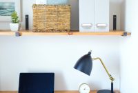 DIY Floating Desk with Built-In Shelves for Office Nook