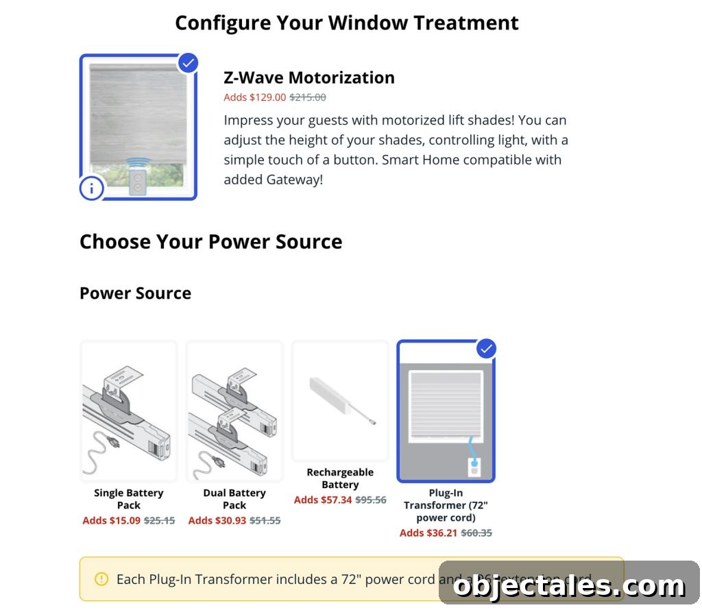 Install Smart Motorized Blinds: Step-by-Step Guide 11 Screenshot of Bali Blinds Smart Blinds Order Form With Power Source Options