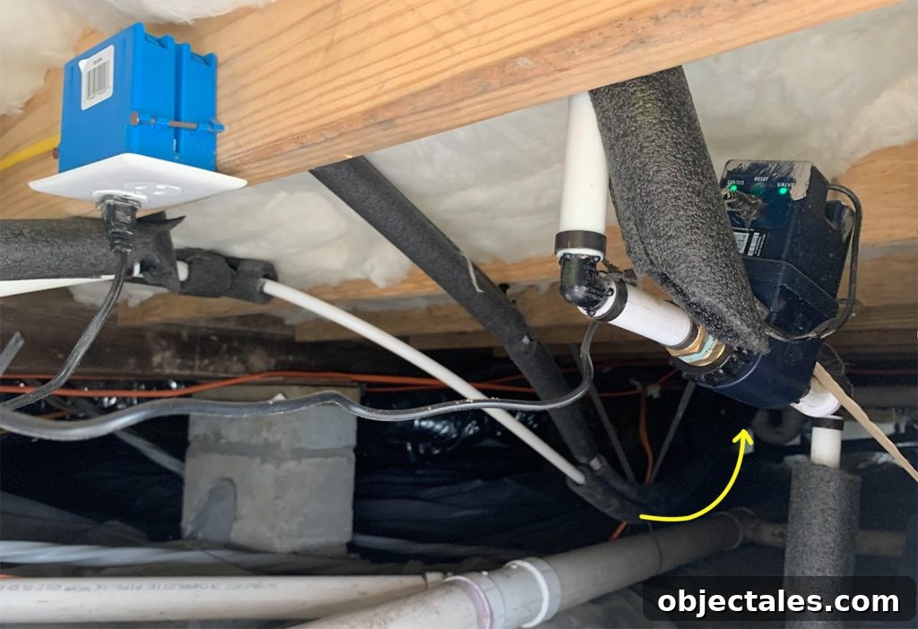 Flo By Moen Smart Water Monitoring Device In Crawl Space