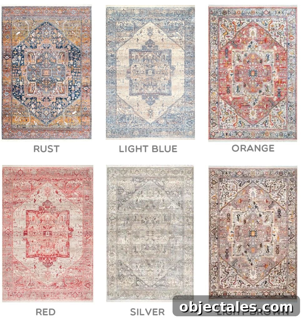 Colorways That nuLoom Medallion Rug Is Available In | Rust | Light Blue | Orange | Red | Silver | Light Brown