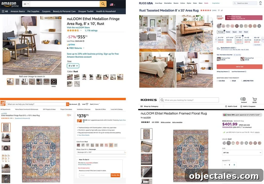 College Of The Same Rug On Various Websites Under Different Names | Amazon | RugsUSA | HomeDepot | Kohls