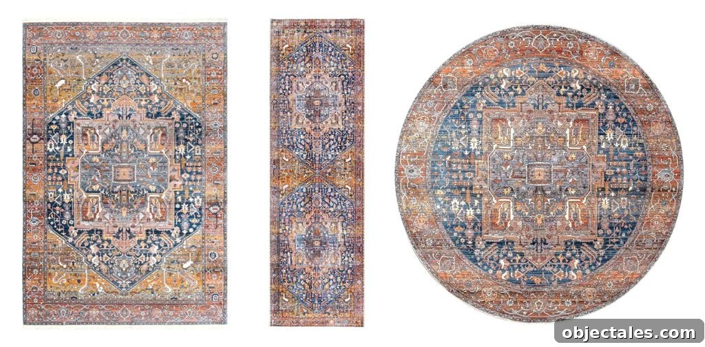 Magic NuLoom Medallion Rug Shown In Different Sizes | Rectangle | Runner | Round