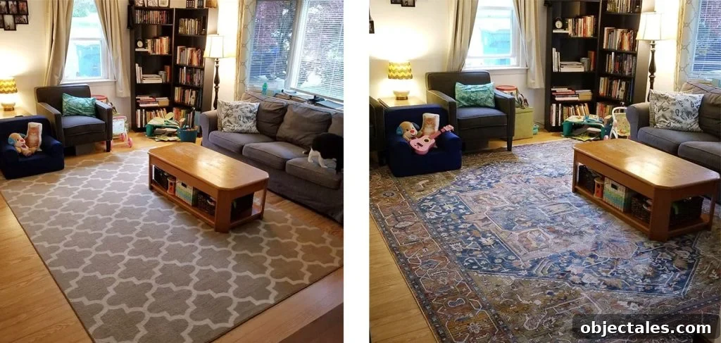 Reader Submitted Photo Of Before And After With New nuLoom Medallion Magic Rug