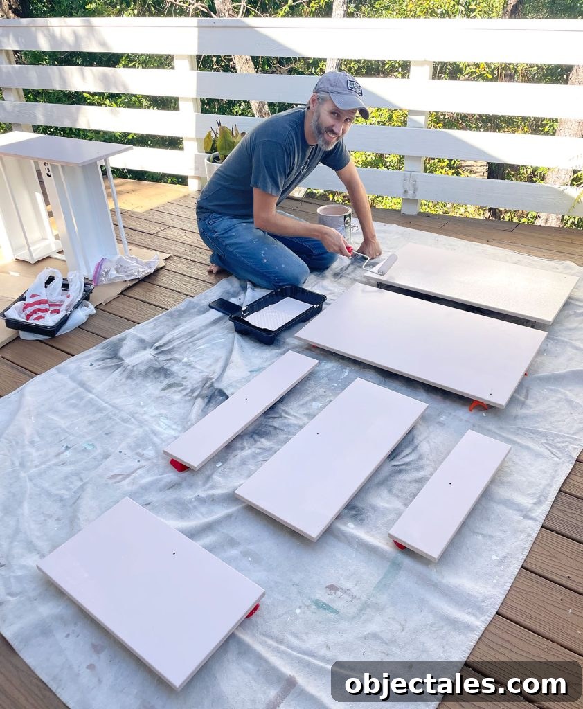John Painting Ikea Cabinet Doors With Small Foam Roller