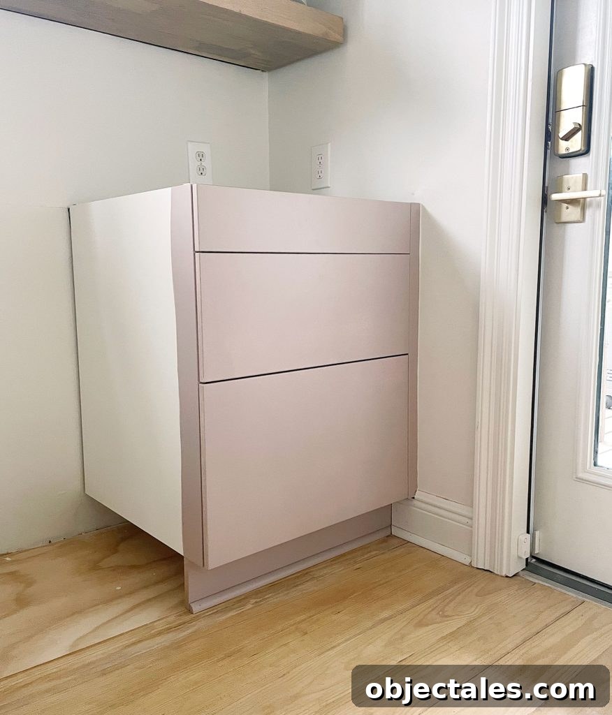Painted Ikea Kitchen Cabinet Base With Three Drawers