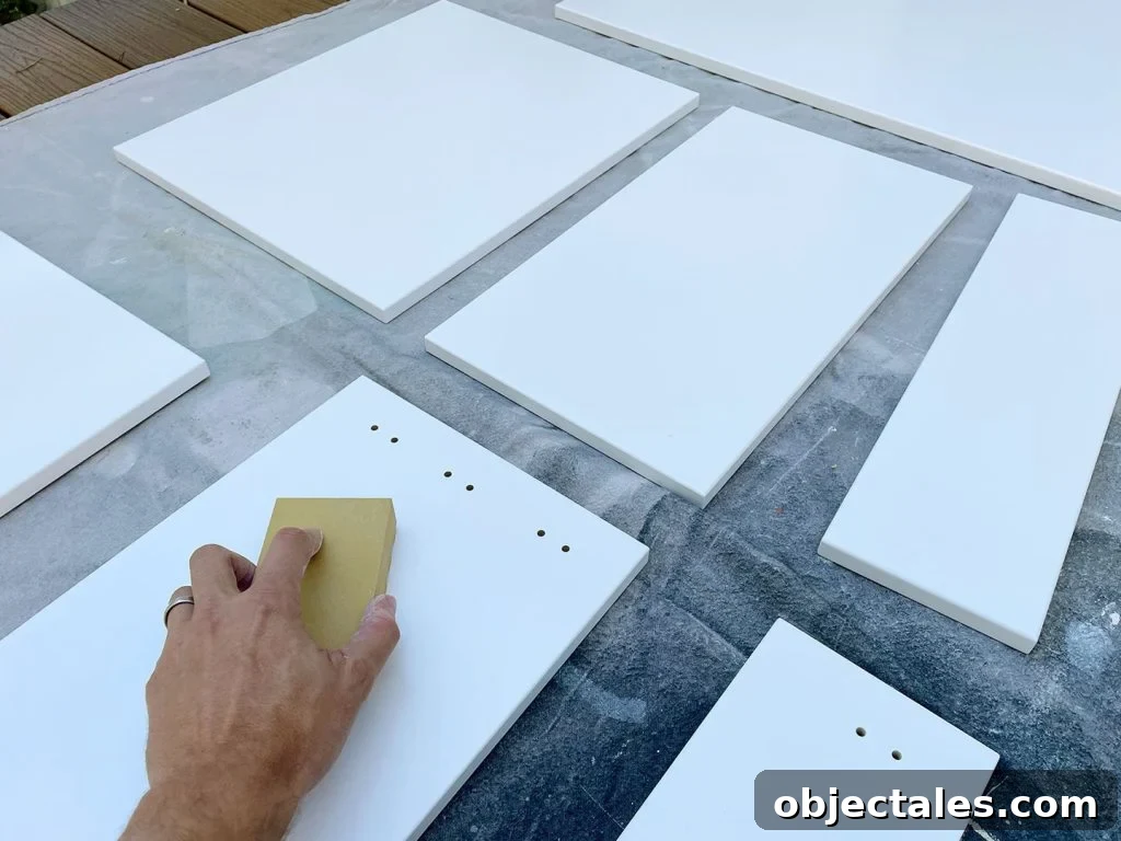 Sanding Block On Cabinet Door To Rough Up Finish