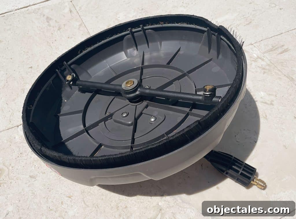Underside of 12 Inch Surface Attachment For Ryobi Electric Pressure Washer