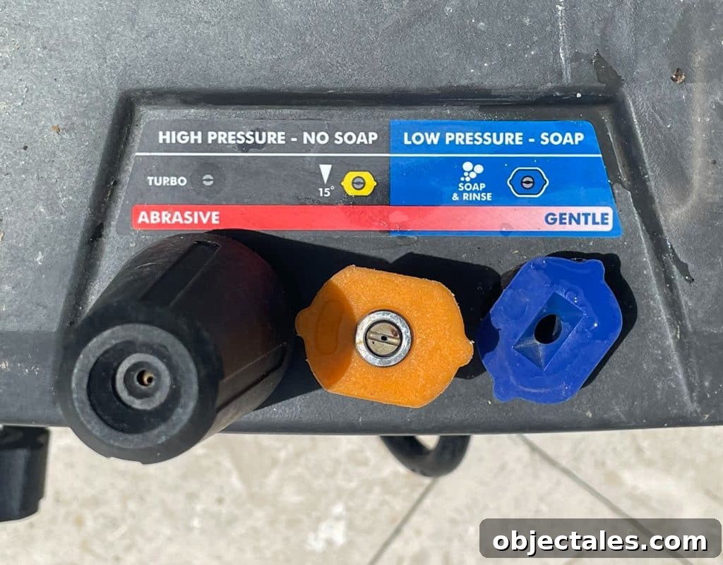 Pressure Washer Nozzle Guide On Side of Electric Pressure Washer