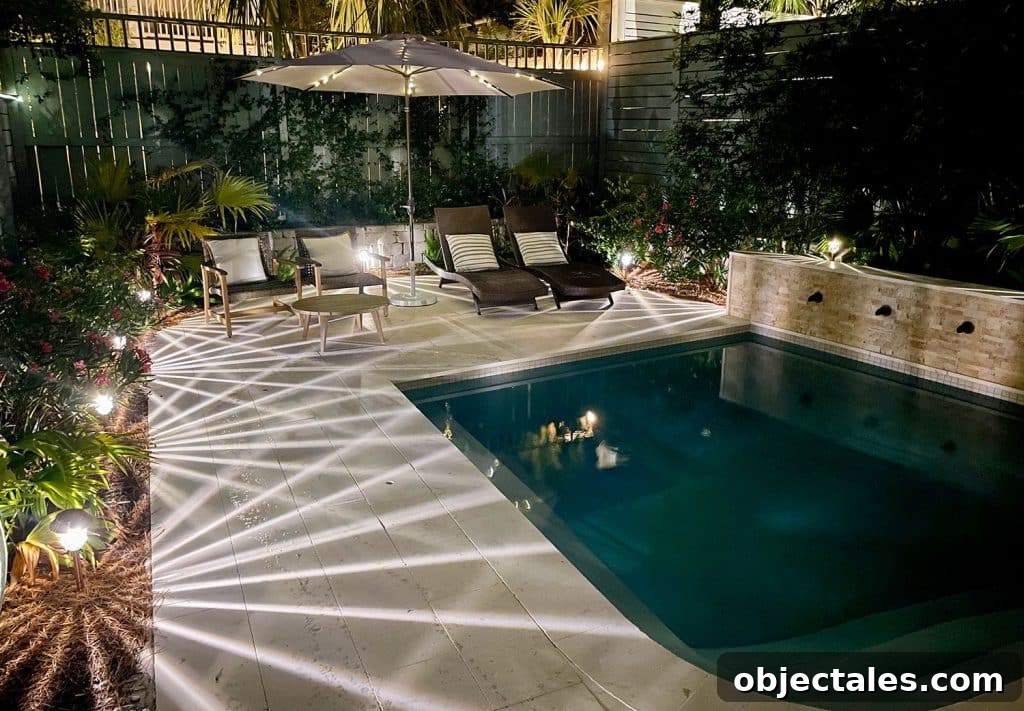 Top Outdoor Solar Lights for Brighter Yards and Patios 3 Backyard Pool Illuminated with LED Solar Pathway Lights