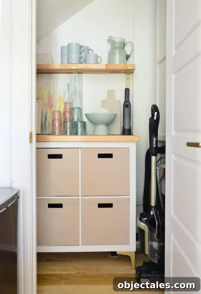 Utility Closet Storage Ideas to Maximize Space 12 After Photo Of Utility Closet With Pretty Cubby Storage And Butcher Counter
