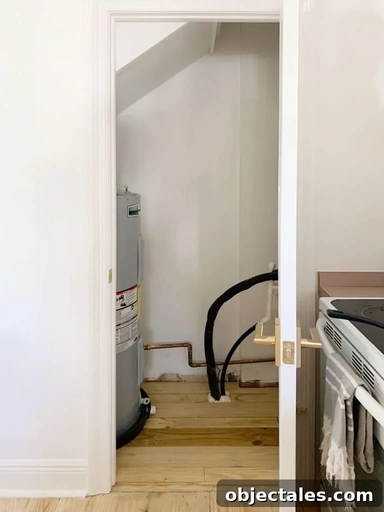 Utility Closet Storage Ideas to Maximize Space 4 Before Photo Of Utility Closet With Large Water Heater Tank