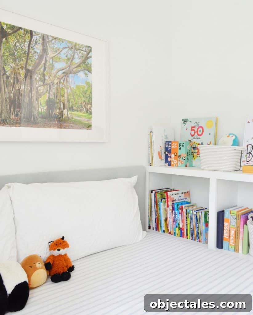DIY Bookshelf: Step-by-Step Build Guide 13 Boys bedroom with DIY fabric upholstered headboard and custom built-in bookcase footboard
