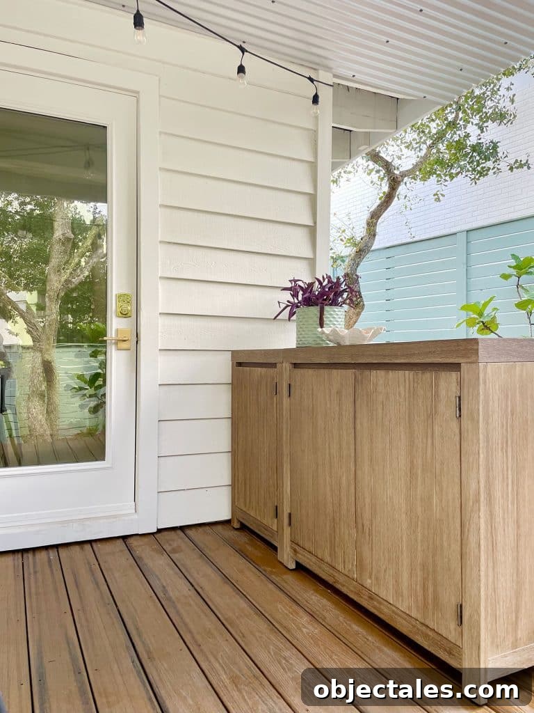 Add Outdoor Storage: Smart Shed, Cabinet, and Deck Ideas 9 Close Up Of West Elm Portside Outdoor Cabinets Placed Outside Kitchen Door