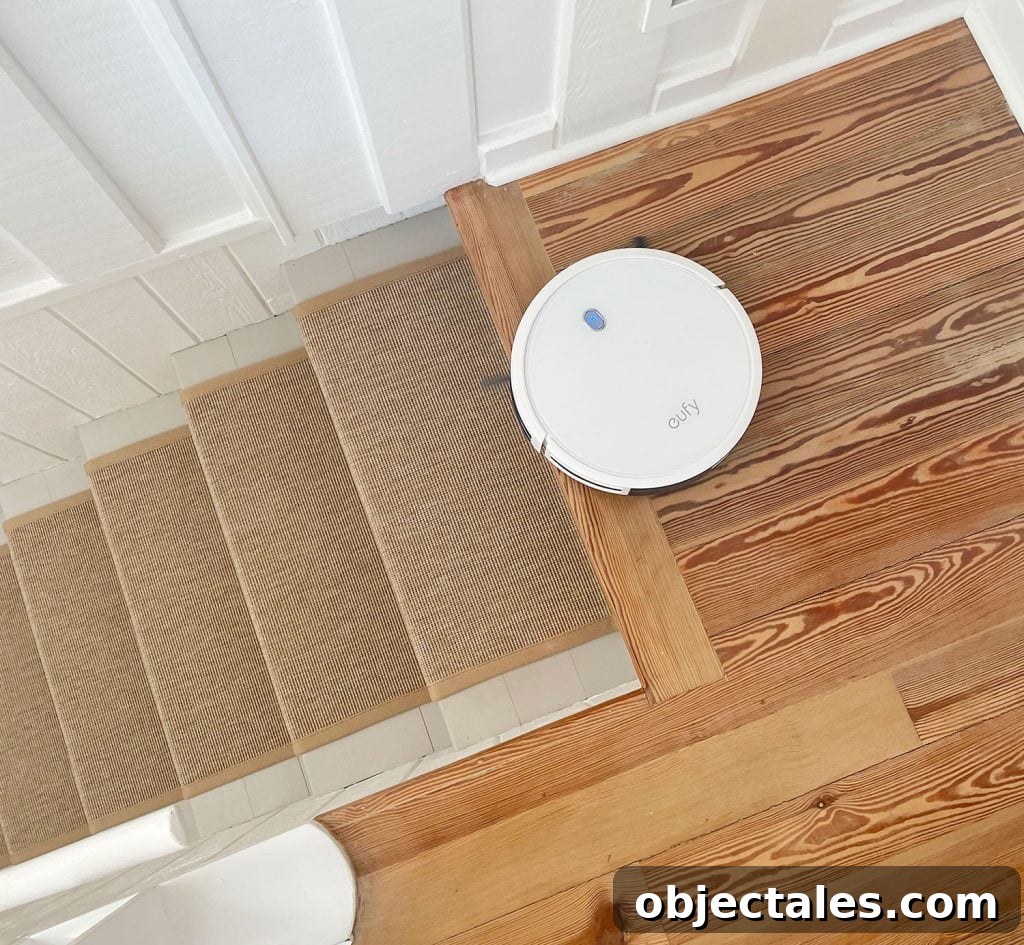 Eufy RoboVac 11S Vacuuming At The Stop Of Stairs Without Falling