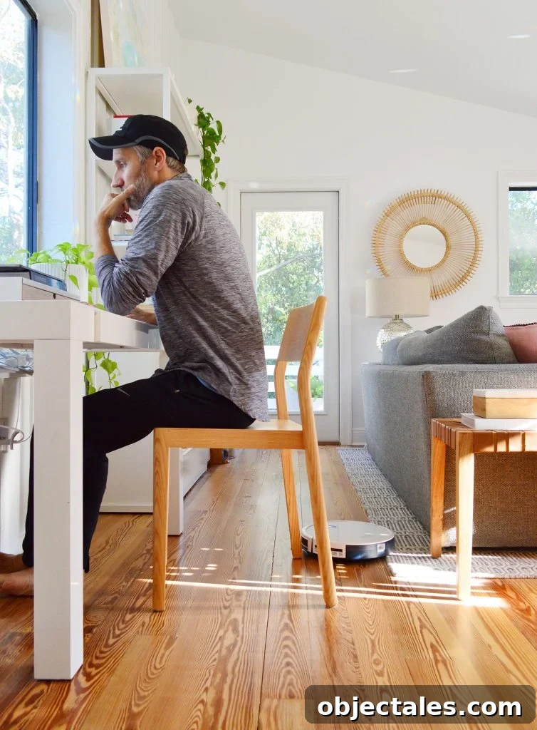 Eufy RoboVac 11S Robot Vacuum Working Around Johns Desk Chair