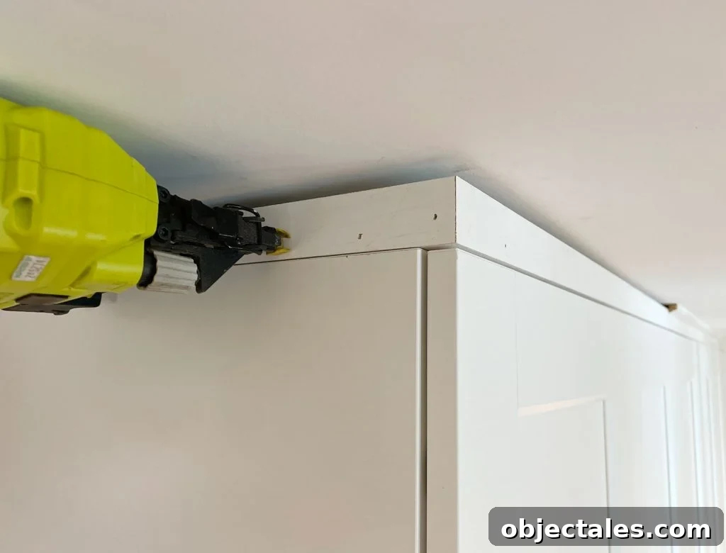 Nailing Trim To Top Of Built In Ikea Pax Wardrobe
